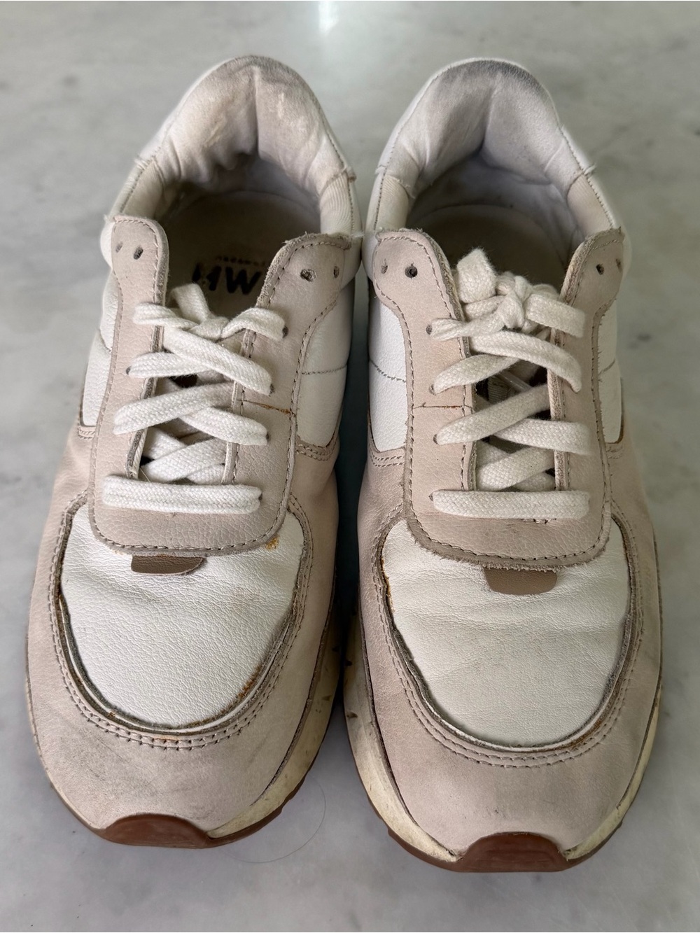 Madewell White and Beige Leather & Suede Sneakers